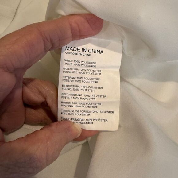 Club Monaco White Mini Dress Button Cuff Zip Back Textured Fit and Flare Size 00 - Picture 7 of 12